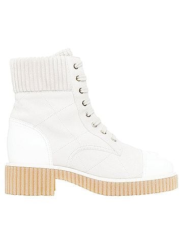 Chanel Chanel CC suede calfskin quilted combat boots (view 1)