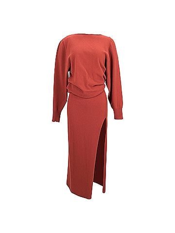 Jacquemus Jacquemus La Robe Jemaa Maxi Dress with Slit in Rust Wool (view 1)