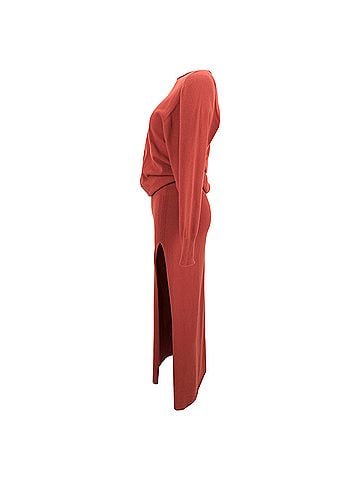 Jacquemus Jacquemus La Robe Jemaa Maxi Dress with Slit in Rust Wool (view 2)
