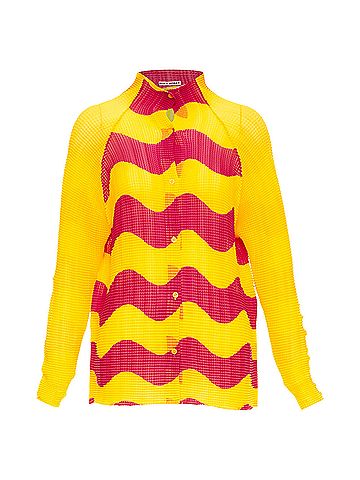 Issey Miyake Issey Miyake Pleats Please graphic wave plisse hi neck top (view 1)