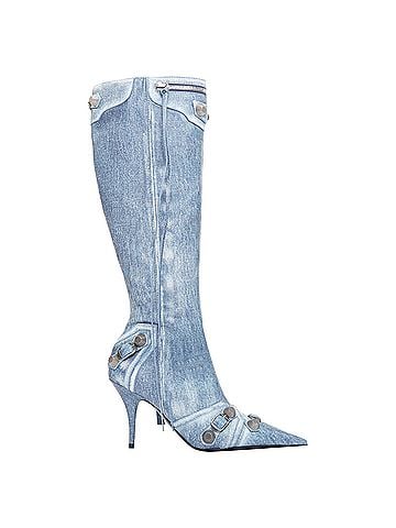 Balenciaga Balenciaga Cagole Denim Moto Tall Boots (view 1)