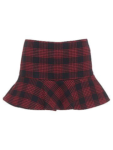 Kea and Joby Valentino red black houndstooth checked flared mini skort (view 1)