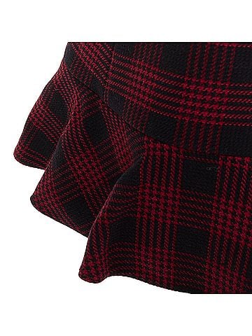 Kea and Joby Valentino red black houndstooth checked flared mini skort (view 2)