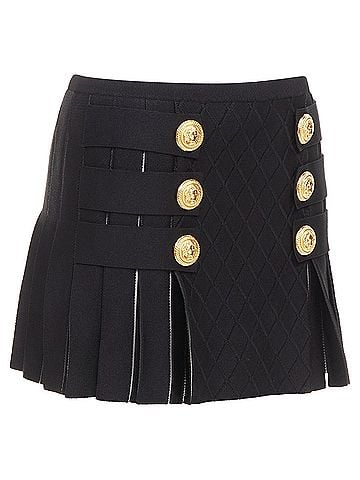 Balmain Balmain diamond grid knit pleated mini skirt (view 1)