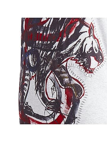 Balmain BALMAIN 2011  Christophe Decarnin Punk Graffiti silver pin ripped tank FR38 M (view 2)