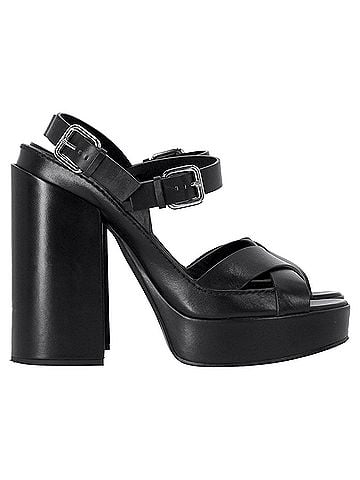 Jil Sander Jil Sander Ankle Strap Platform Sandals in Black Leather (view 1)