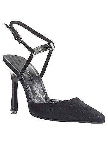 Gucci Gucci black suede metal slingback pumps (view 1)