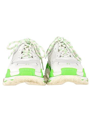 Balenciaga Balenciaga Triple S Sneakers in White and Neon Green Polyester (view 2)