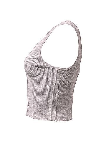 Christopher Esber  Christopher Esber Embellished Lattice Tank Top in Grey Viscose (view 2)