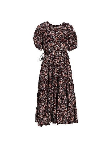 Ulla Johnson  Ulla Johnson Floral Print Midi Dress in Multicolor Cotton (view 1)