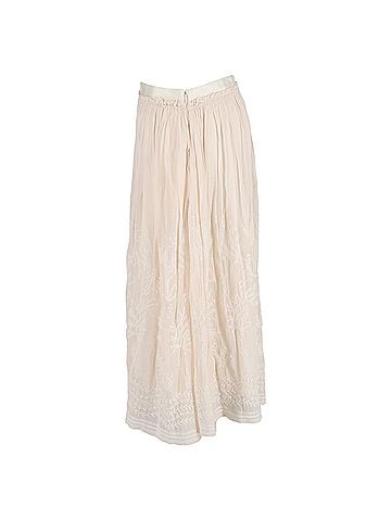 Vanessa Bruno  Vanessa Bruno Embroidered Midi Skirt in Nude Rayon (view 2)