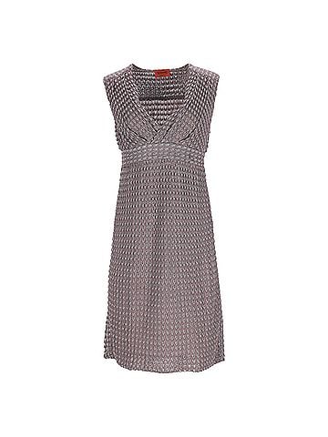 Missoni  Missoni Knitted Deep Neck Mini Dress in Brown Viscose (view 1)