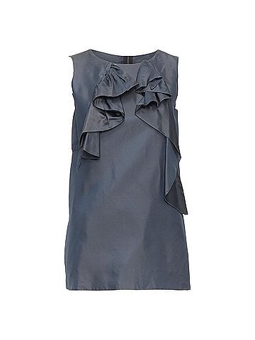 MARNI Marni cupro twill ruffle crew neck tunic mini dress (view 1)