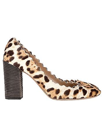 Chloé  Chloé Leopard Scallop Pumps in Brown Pony Hair (view 1)