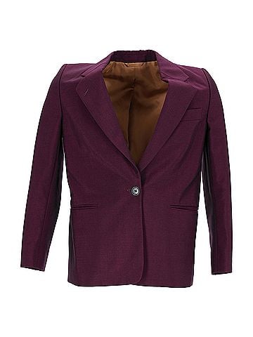 Acne  Acne Studios Single-Breasted Blazer with Pockets in Burgundy Wool (view 1)