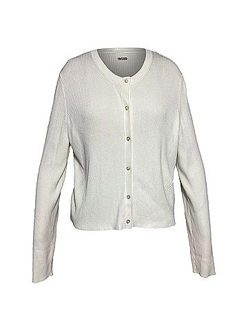 HUGO BOSS Boss Ribbed Cardigan in White Viscose (view 1)