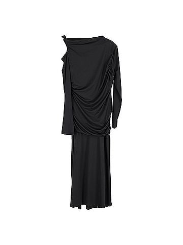 Victoria Beckham  Victoria Beckham Ruched Detail Midi Dress in Black Polyester  (view 1)