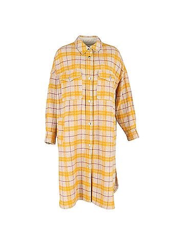 Isabel Marant  Isabel Marant Fontia Checked Buttoned Coat in Yellow Wool (view 1)