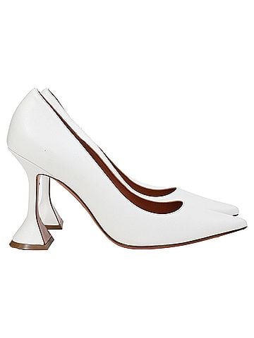 Amina Muaddi Amina Muaddi Ami Pumps in White Leather (view 1)