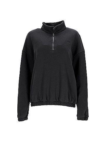 Totême Toteme Half Zip Pullover Sweater in Black Cotton (view 1)