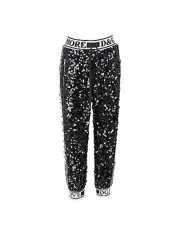 Dolce & Gabbana  Dolce & Gabbana Sequined Drawstring Track Pants in Black Polyester (view 1)