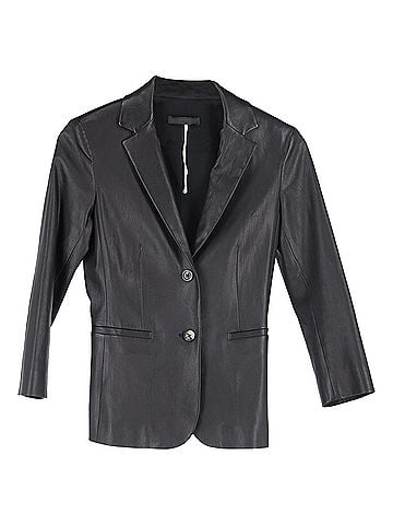 The Row The Row Single-Breasted Jacket in Black Leather (view 1)