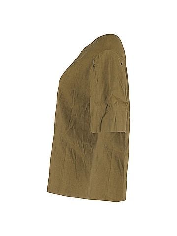 Dries Van Noten  Dries Van Noten Drop Shoulder Short Sleeve Blouse in Khaki Linen (view 2)
