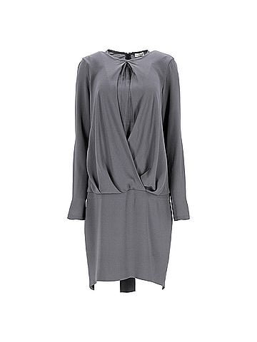 Brunello Cucinelli  Brunello Cucinelli Draped Mini Dress in Grey Silk (view 1)
