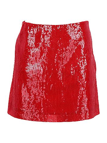 Alberta Ferretti  Alberta Ferretti Sequined Mini A-Line Skirt in Red Polyester (view 1)
