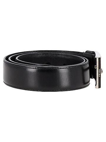 Prada   Prada Logo Buckled Belt in Black Leather (view 2)