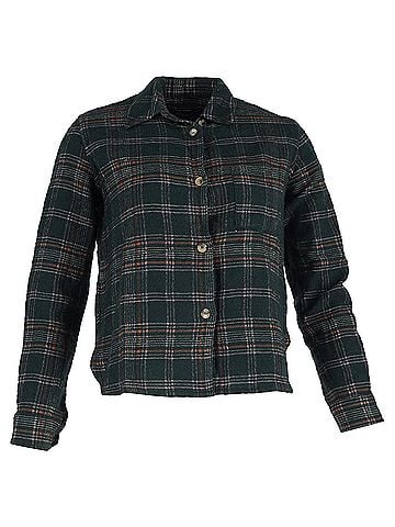 Isabel Marant  Isabel Marant Plaid Buttoned Long Sleeve Shirt in Olive Cotton (view 1)