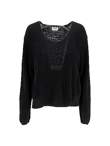 Acne  Acne Studios Knitted Scoop Neck Sweater in Black Linen (view 1)