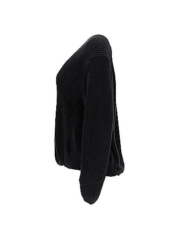 Acne  Acne Studios Knitted Scoop Neck Sweater in Black Linen (view 2)