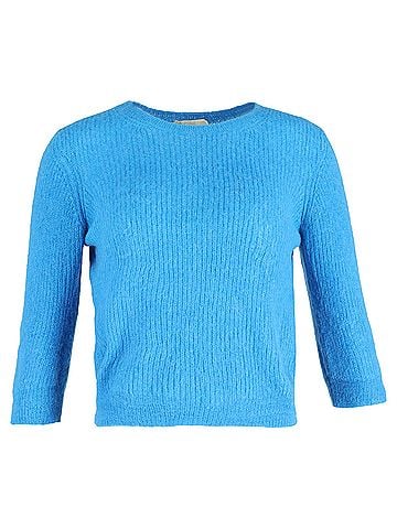 Maje Maje Marcel Ribbed Sweater in Blue Polyamide (view 1)