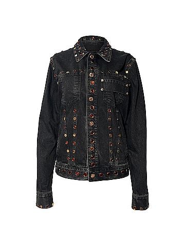 Givenchy  Givenchy Jewel-Embellished Jacket in Black Cotton Denim (view 1)