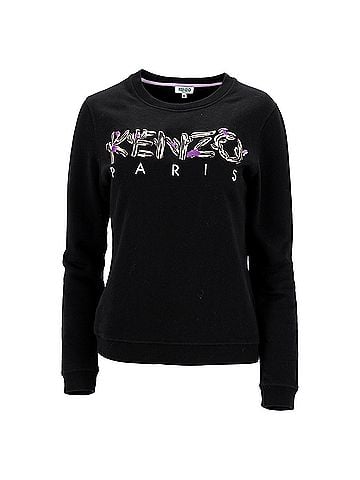 Kenzo  Kenzo Logo-Embroidered Crewneck Sweater in Black Cotton (view 1)