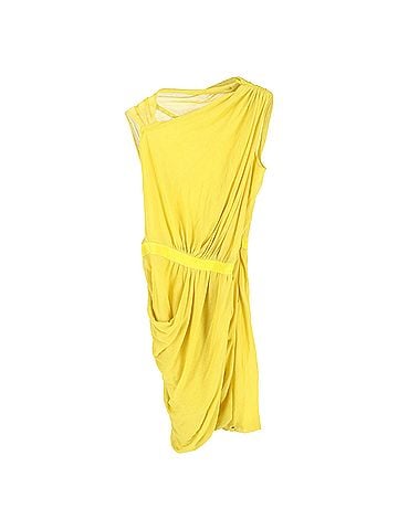 Giambattista Valli  Giambattista Valli Draped Midi Dress in Yellow Viscose (view 1)