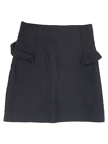 Sandro  Sandro Paris Ruffle Trim Mini A-Line Skirt in Black Wool (view 1)