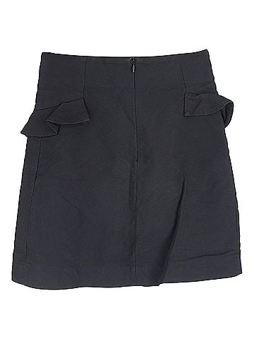 Sandro  Sandro Paris Ruffle Trim Mini A-Line Skirt in Black Wool (view 2)