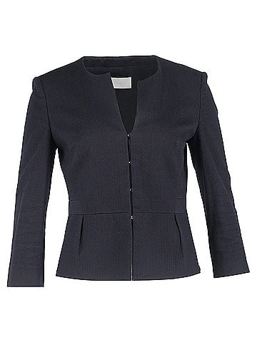 HUGO BOSS  Boss by Hugo Boss Uncollared Buttoned Blazer in  Navy Blue Cotton (view 1)