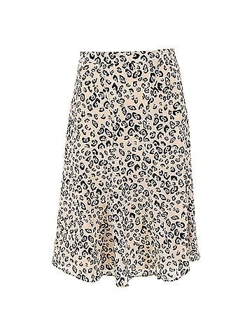 Altuzarra  Altuzarra Leopard Print Midi Skirt in Beige Silk (view 1)