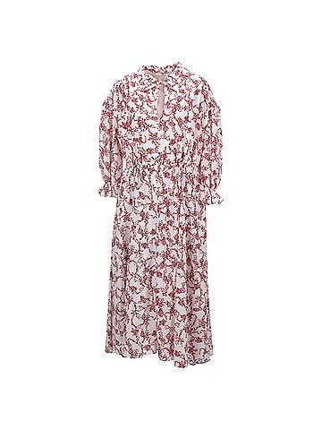 Emilia Wickstead  Emilia Wickstead Floral Printed Midi Dress in Red Polyester (view 1)