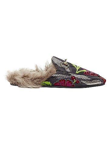 Gucci Gucci Princetown Floral Jacquard Fur Lined Loafer (view 1)