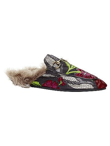 Gucci Gucci Princetown Floral Jacquard Fur Lined Loafer (view 2)