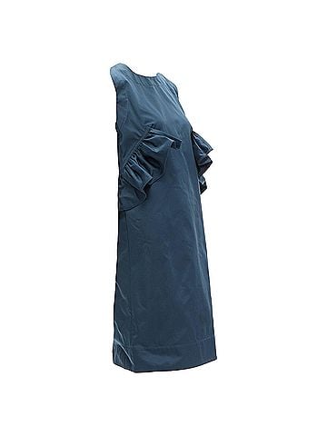 MARNI Marni teal ruffle waist round neck cocktail dress (view 1)