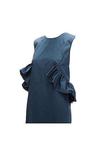 MARNI Marni teal ruffle waist round neck cocktail dress (view 2)