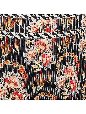 Oscar De La Renta Oscar De La Renta Silk Floral Print Quilted Skirt (view 2)