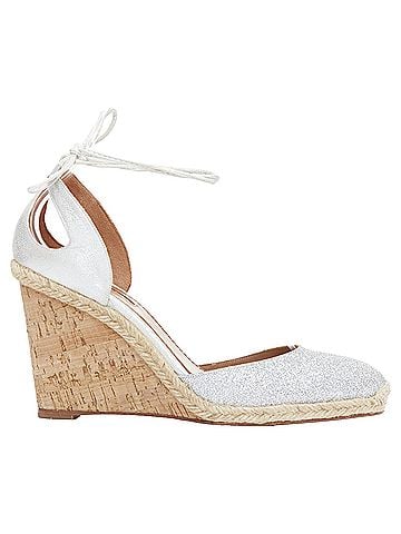 Aquazzura Aquazzura Palm Beach Metallic Glitter Cork Wedge Sandals (view 1)
