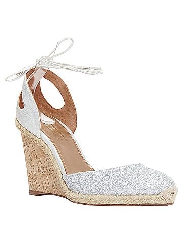 Aquazzura Aquazzura Palm Beach Metallic Glitter Cork Wedge Sandals (view 2)