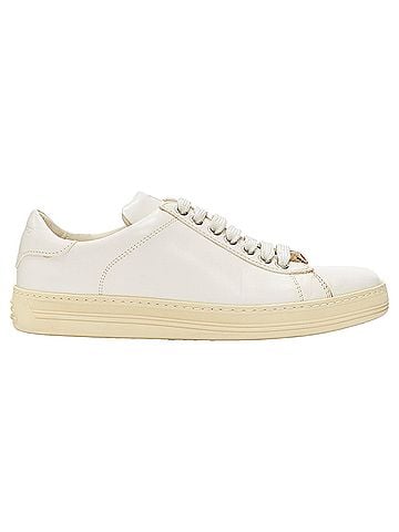 Tom Ford Tom Ford tf logo stiff leather minimal classic lace up sneakers (view 1)